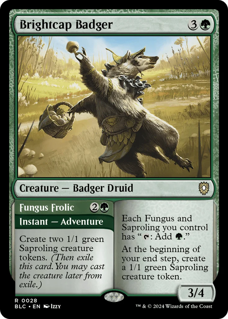 Brightcap Badger // Fungus Frolic · Bloomburrow Commander