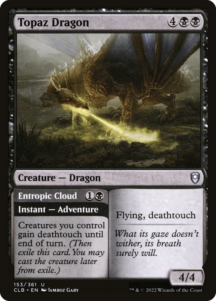 Topaz Dragon // Entropic Cloud · Commander Legends: Battle for Baldur's Gate