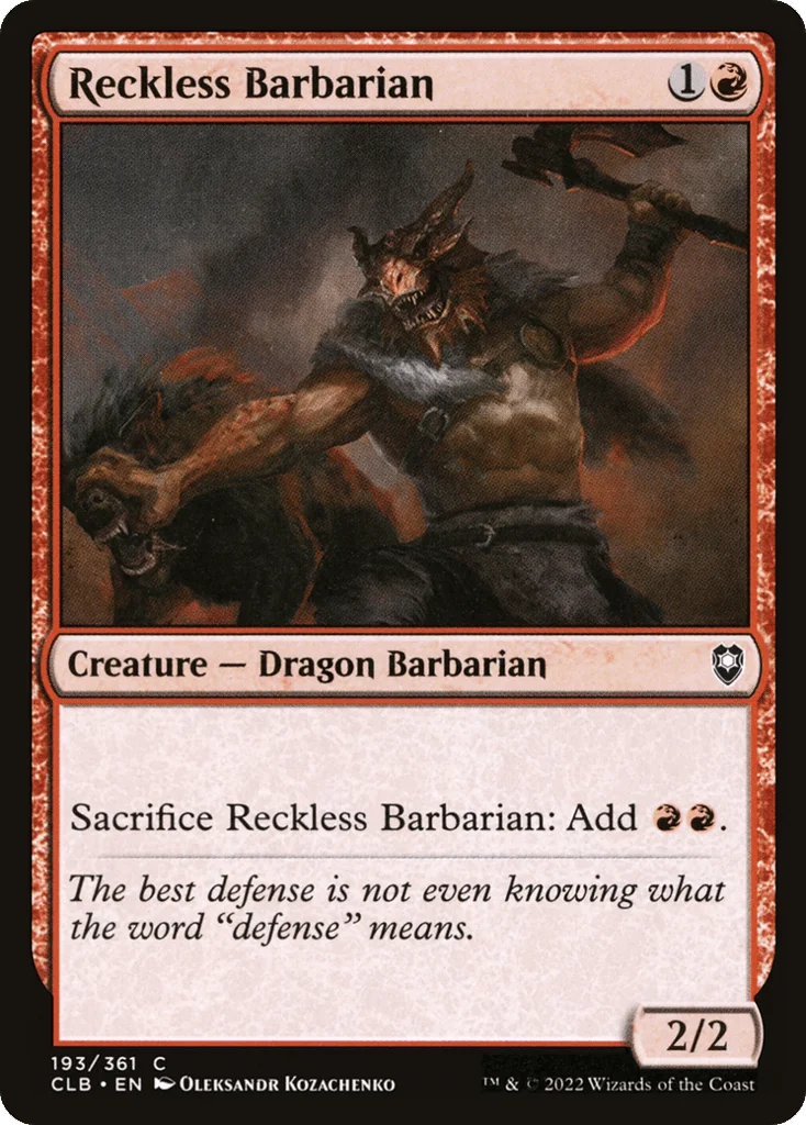 Reckless Barbarian · Commander Legends: Battle for Baldur's Gate