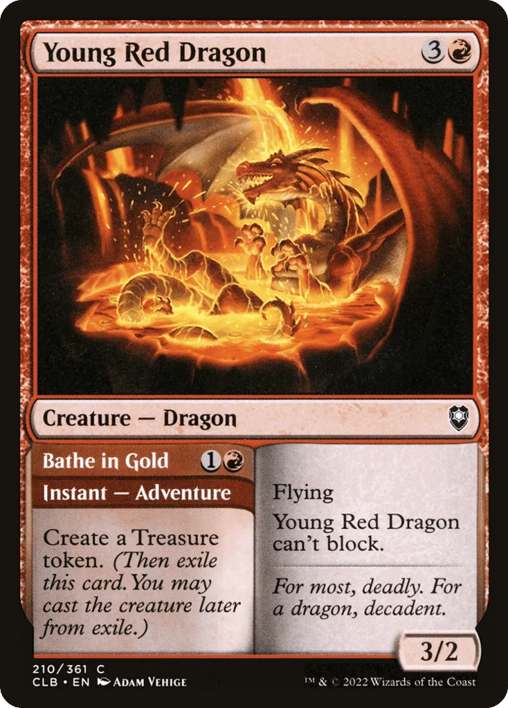 Young Red Dragon // Bathe in Gold · Commander Legends: Battle for Baldur's Gate