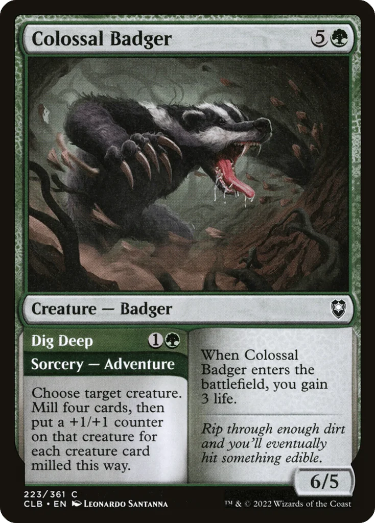 Colossal Badger // Dig Deep · Commander Legends: Battle for Baldur's Gate