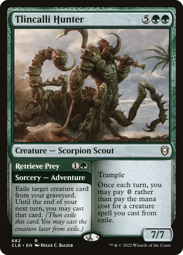 Tlincalli Hunter // Retrieve Prey · Commander Legends: Battle for Baldur's Gate