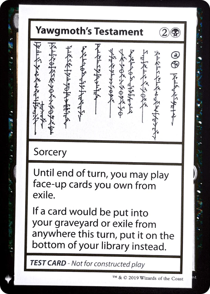 Yawgmoth's Testament · Mystery Booster Playtest Cards 2019