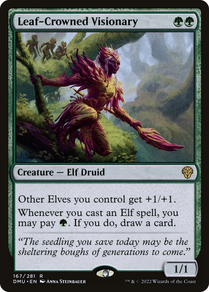 Leaf-Crowned Visionary · Dominaria United
