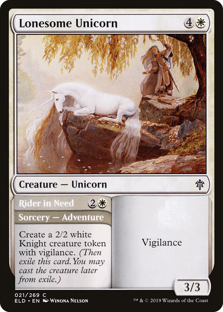 Lonesome Unicorn // Rider in Need · Throne of Eldraine