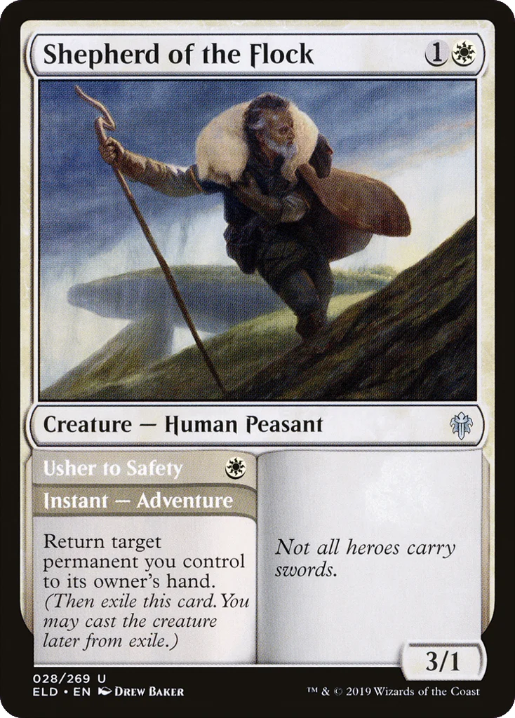 Shepherd of the Flock // Usher to Safety · Throne of Eldraine