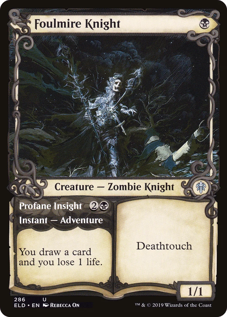 Foulmire Knight // Profane Insight · Throne of Eldraine