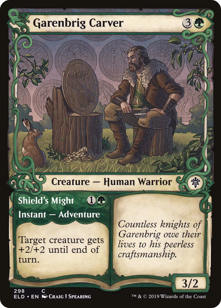 Garenbrig Carver // Shield's Might · Throne of Eldraine