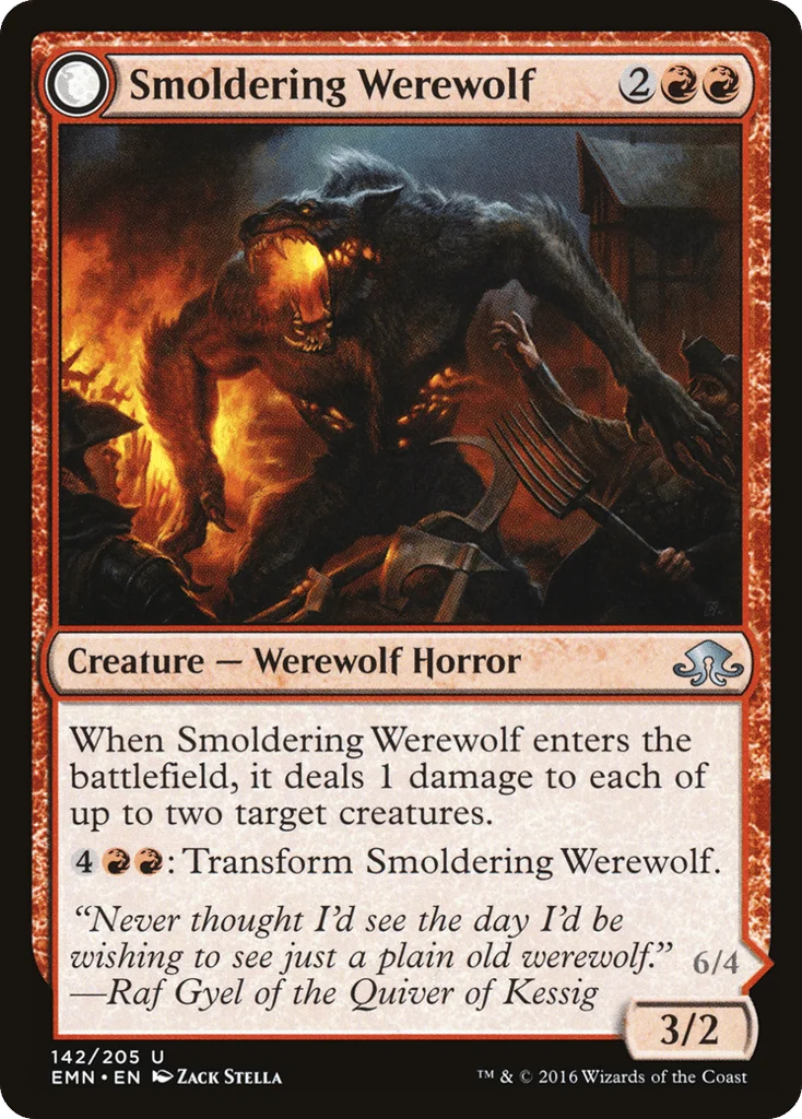 Smoldering Werewolf // Erupting Dreadwolf · Eldritch Moon