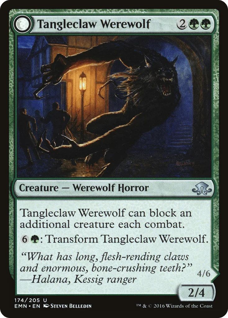 Tangleclaw Werewolf // Fibrous Entangler · Eldritch Moon