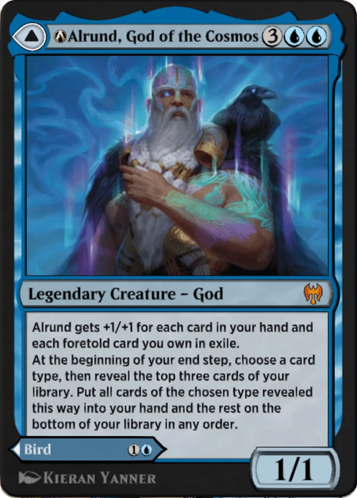 A-Alrund, God of the Cosmos // A-Hakka, Whispering Raven · Kaldheim