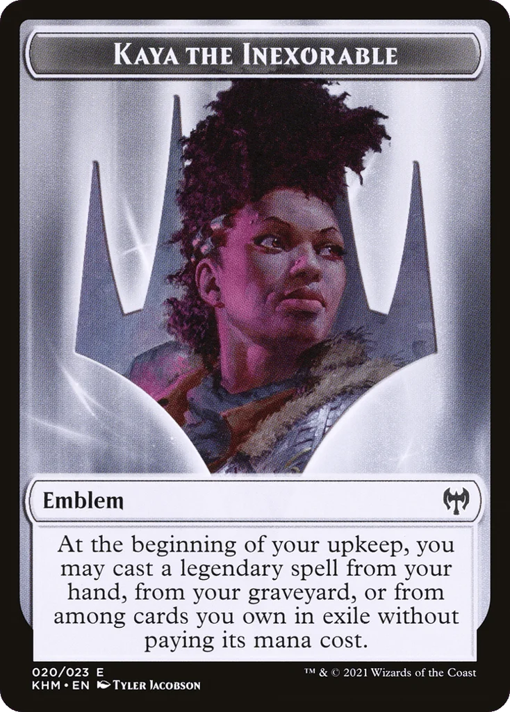 Kaya the Inexorable Emblem · Kaldheim