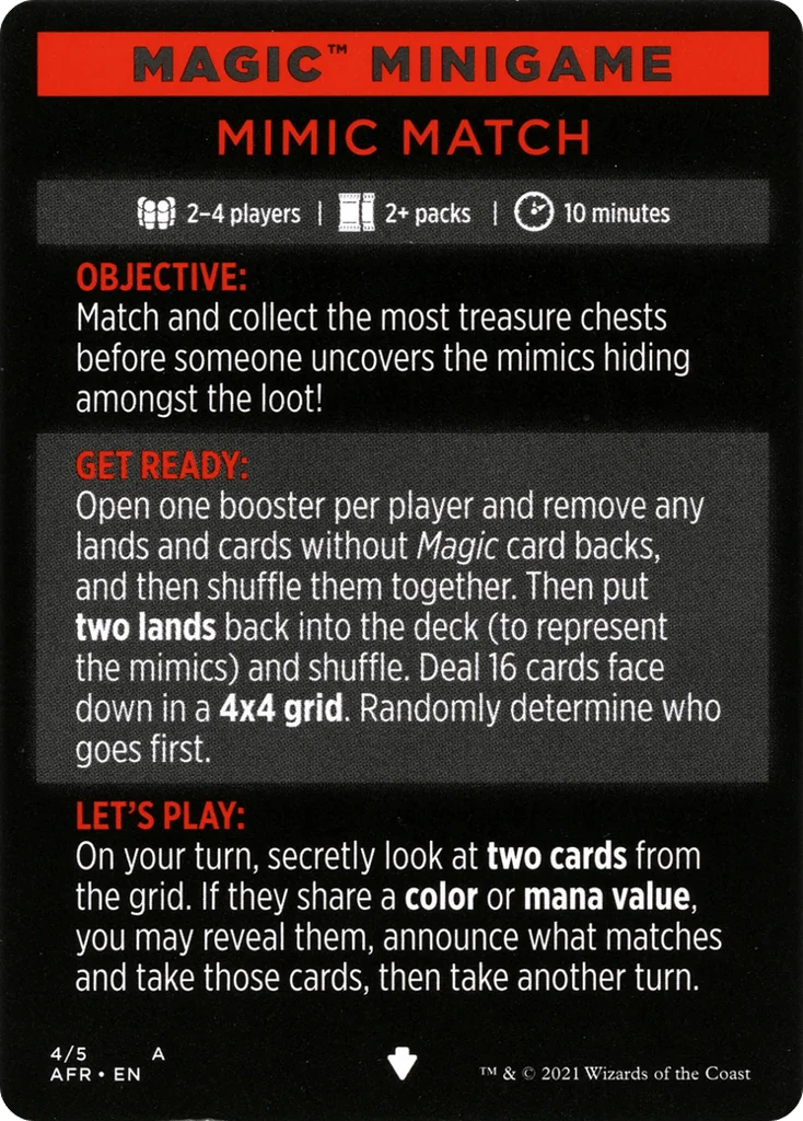 Mimic Match // Mimic Match (cont'd) · Adventures in the Forgotten Realms Minigames