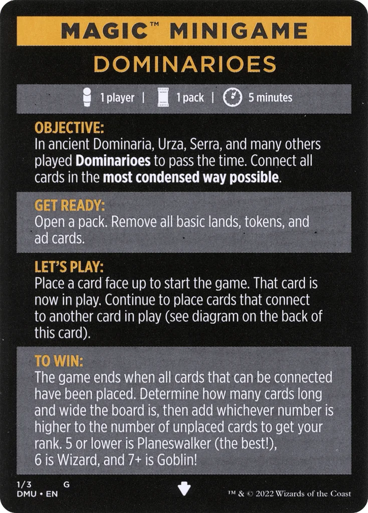 Dominarioes // Dominarioes (cont'd) · Dominaria United Minigames