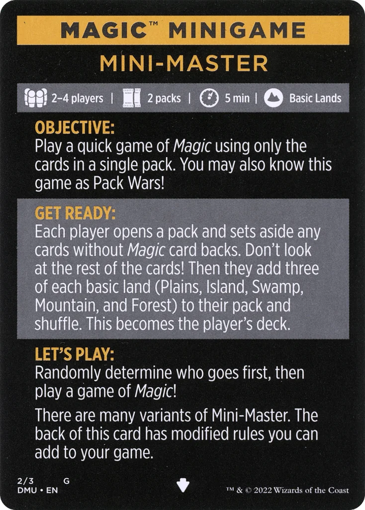 Mini-Master // Mini-Master (cont'd) · Dominaria United Minigames