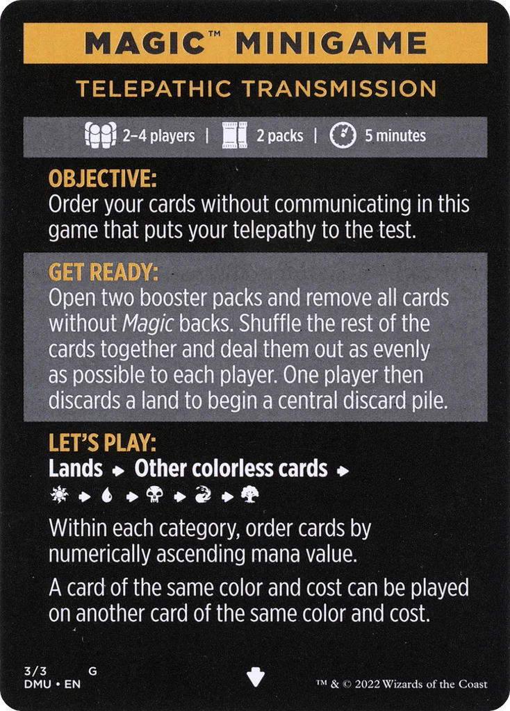 Telepathic Transmission // Telepathic Transmission (cont'd) · Dominaria United Minigames