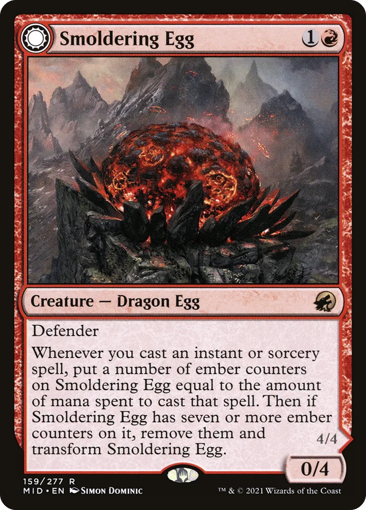 Smoldering Egg // Ashmouth Dragon · Innistrad: Midnight Hunt