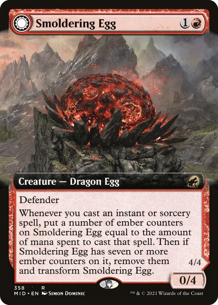 Smoldering Egg // Ashmouth Dragon · Innistrad: Midnight Hunt