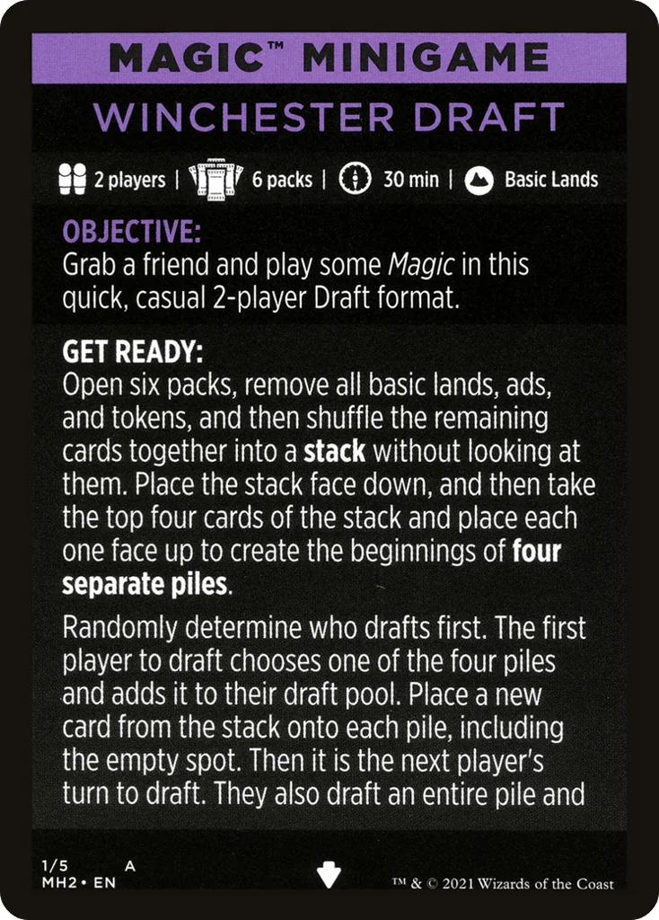 Winchester Draft // Winchester Draft (cont'd) · Modern Horizons 2 Minigames