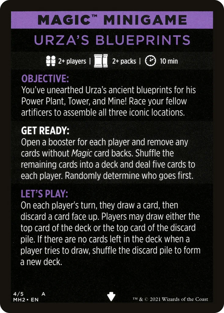 Urza's Blueprints (minigame) // Urza's Blueprints (cont'd) · Modern Horizons 2 Minigames