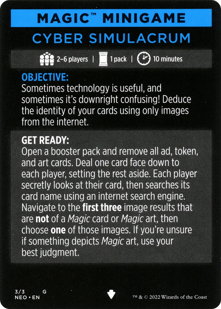 Cyber Simulacrum // Cyber Simulacrum (cont'd) · Kamigawa: Neon Dynasty Minigames