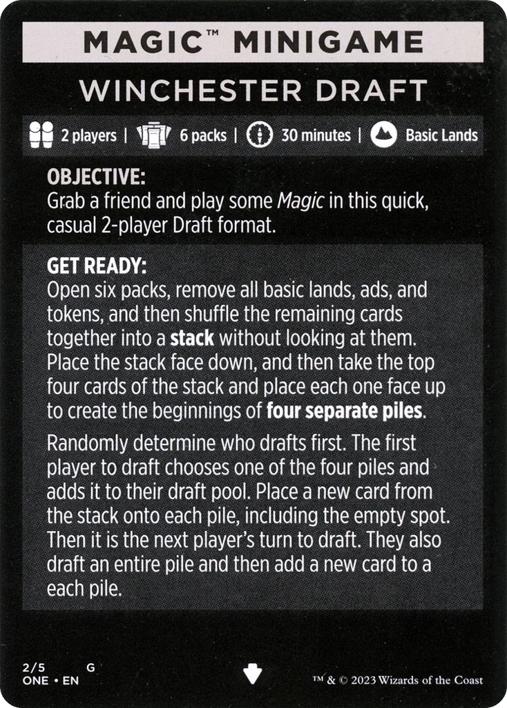Winchester Draft // Winchester Draft (cont'd) · Phyrexia: All Will Be One Minigames