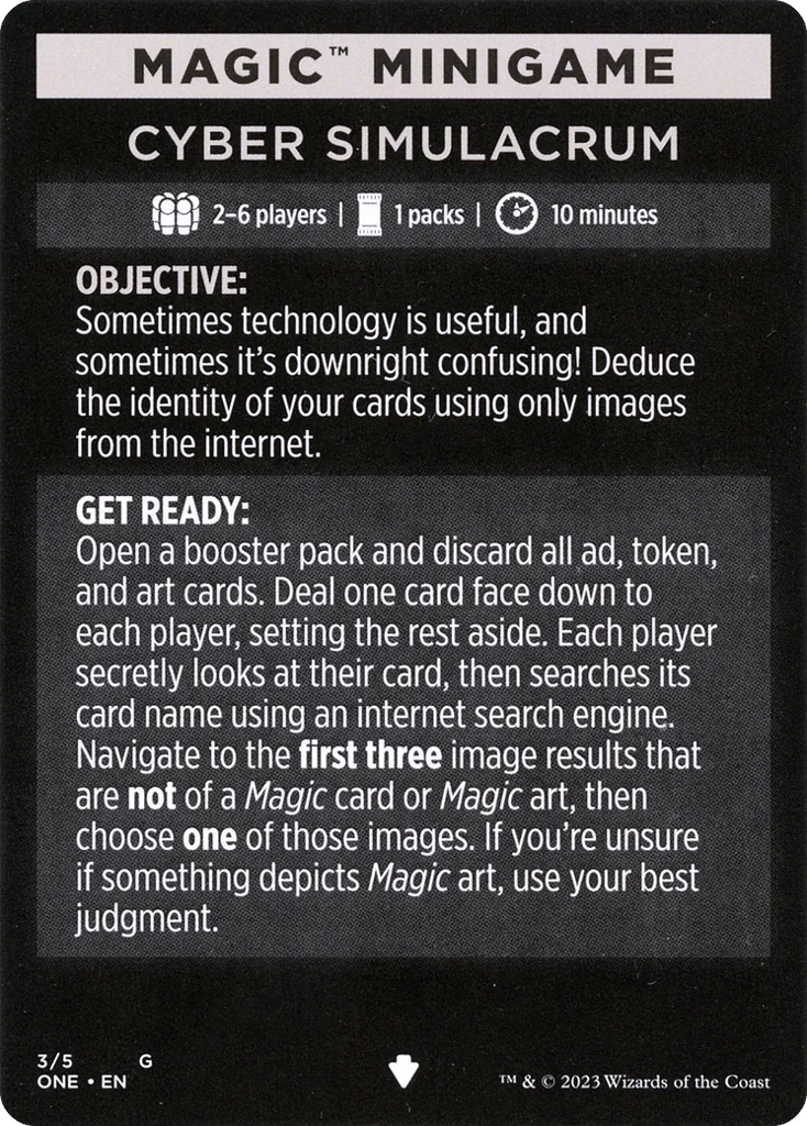 Cyber Simulacrum // Cyber Simulacrum (cont'd) · Phyrexia: All Will Be One Minigames