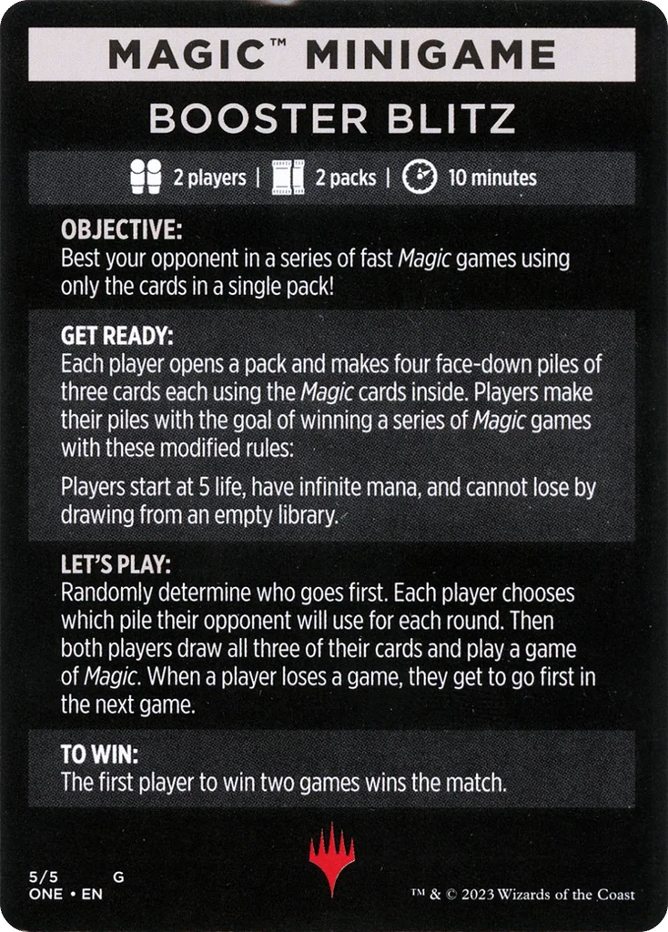 Booster Blitz · Phyrexia: All Will Be One Minigames