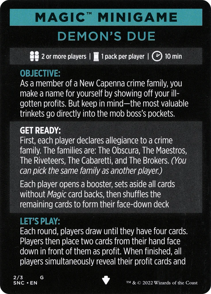 Demon's Due (minigame) // Demon's Due (cont'd) · Streets of New Capenna Minigames