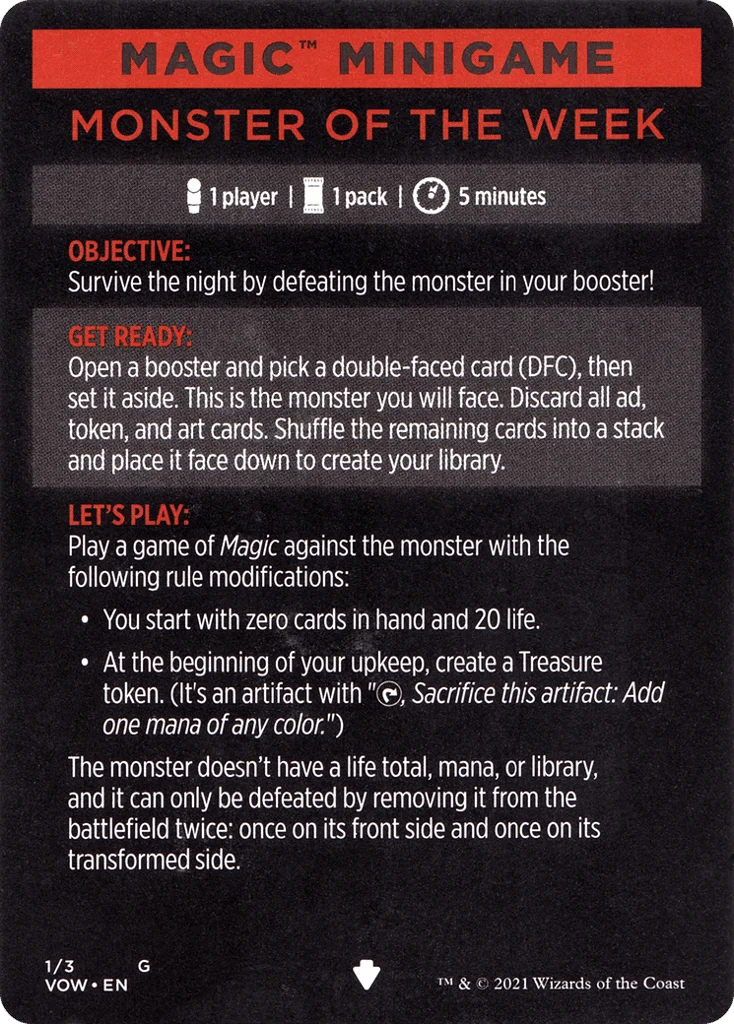 Monster of the Week // Monster of the Week (cont'd) · Innistrad: Crimson Vow Minigames