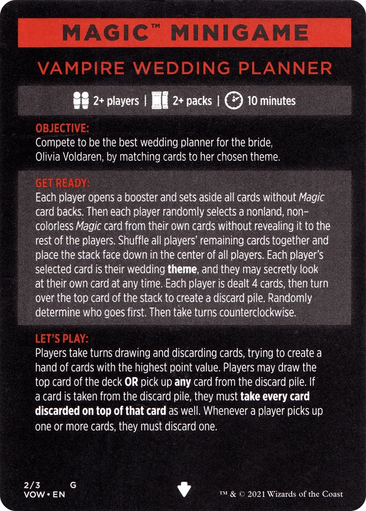 Vampire Wedding Planner // Vampire Wedding Planner (cont'd) · Innistrad: Crimson Vow Minigames
