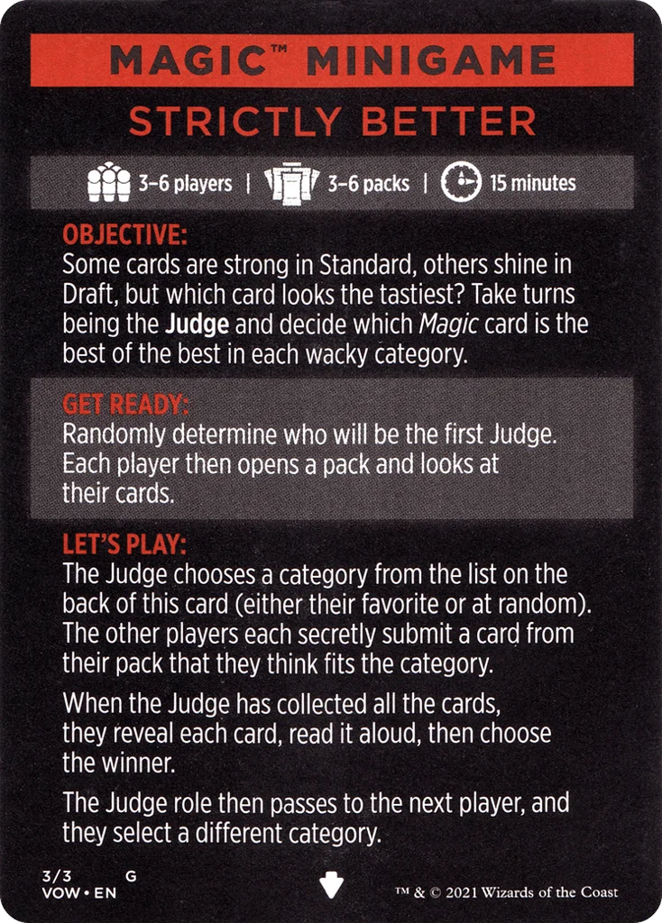 Strictly Better // Strictly Better (cont'd) · Innistrad: Crimson Vow Minigames