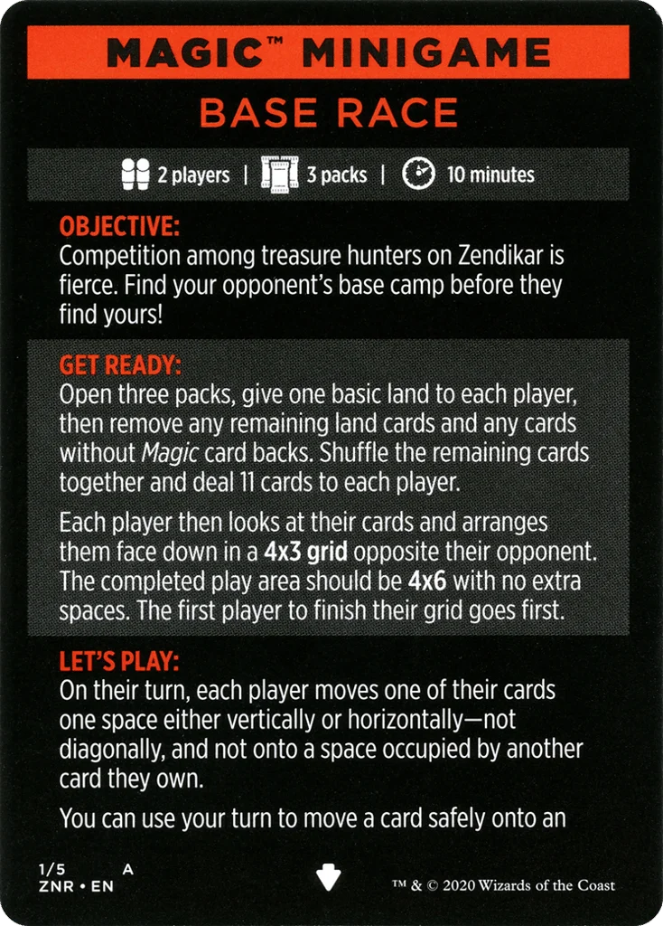 Base Race // Base Race (cont'd) · Zendikar Rising Minigames