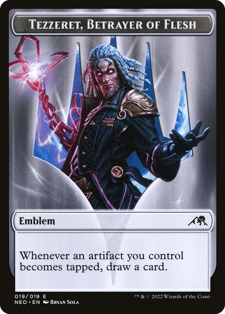 Tezzeret, Betrayer of Flesh Emblem · Kamigawa: Neon Dynasty