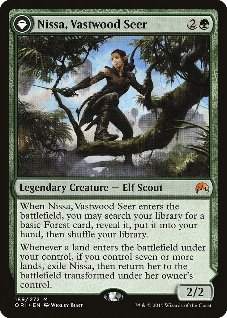 Nissa, Vastwood Seer // Nissa, Sage Animist · Magic Origins