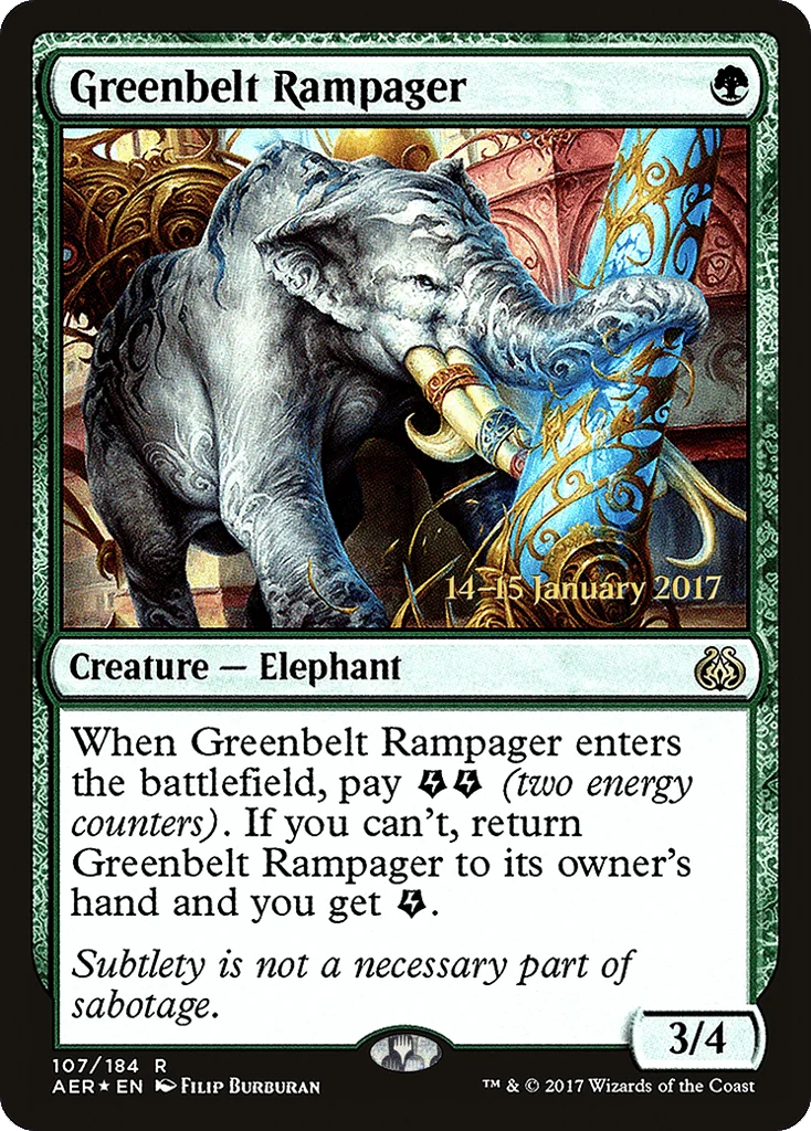 Greenbelt Rampager · Aether Revolt Promos