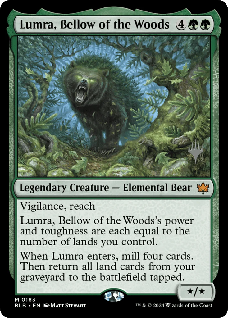 Lumra, Bellow of the Woods · Bloomburrow Promos