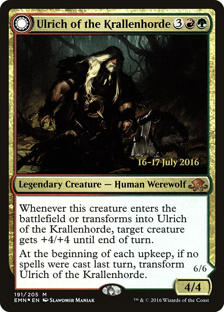 Ulrich of the Krallenhorde // Ulrich, Uncontested Alpha · Eldritch Moon Promos
