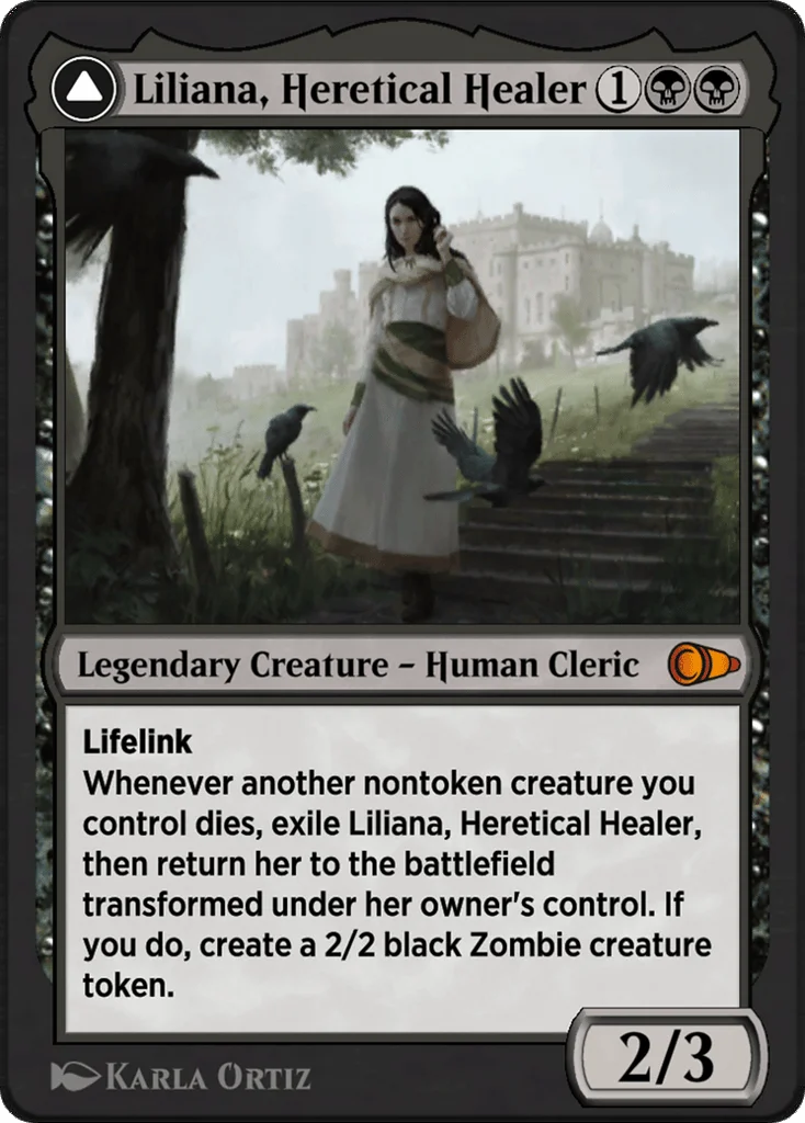 Liliana, Heretical Healer // Liliana, Defiant Necromancer · Pioneer Masters