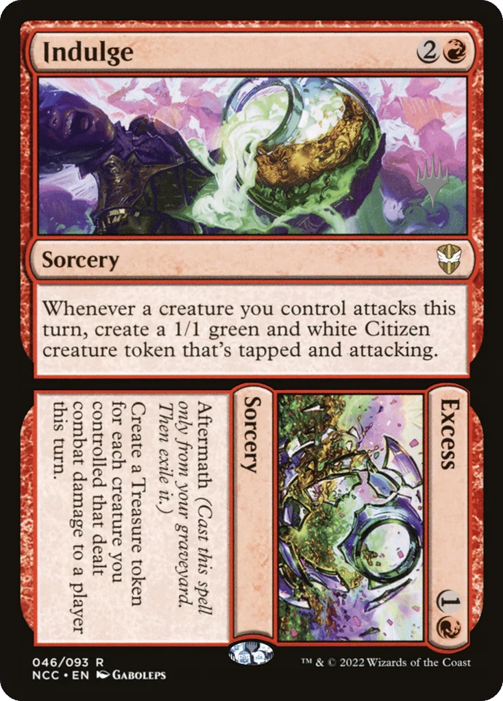 Indulge // Excess · New Capenna Commander Promos