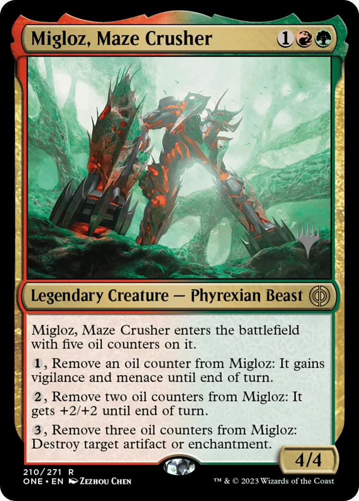 Migloz, Maze Crusher · Phyrexia: All Will Be One Promos