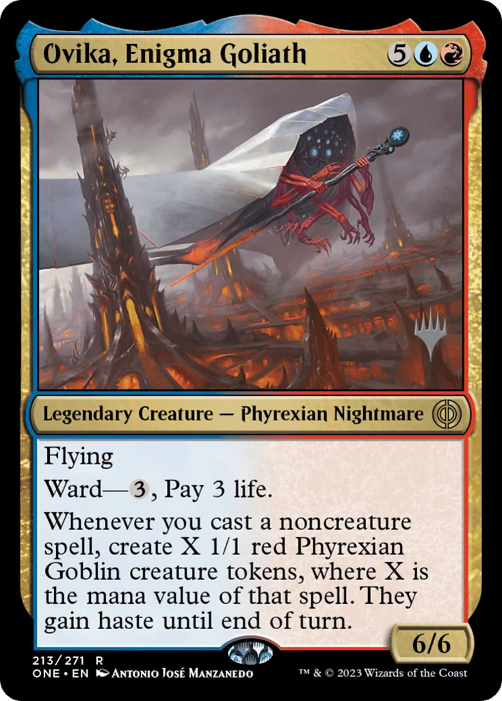 Ovika, Enigma Goliath · Phyrexia: All Will Be One Promos