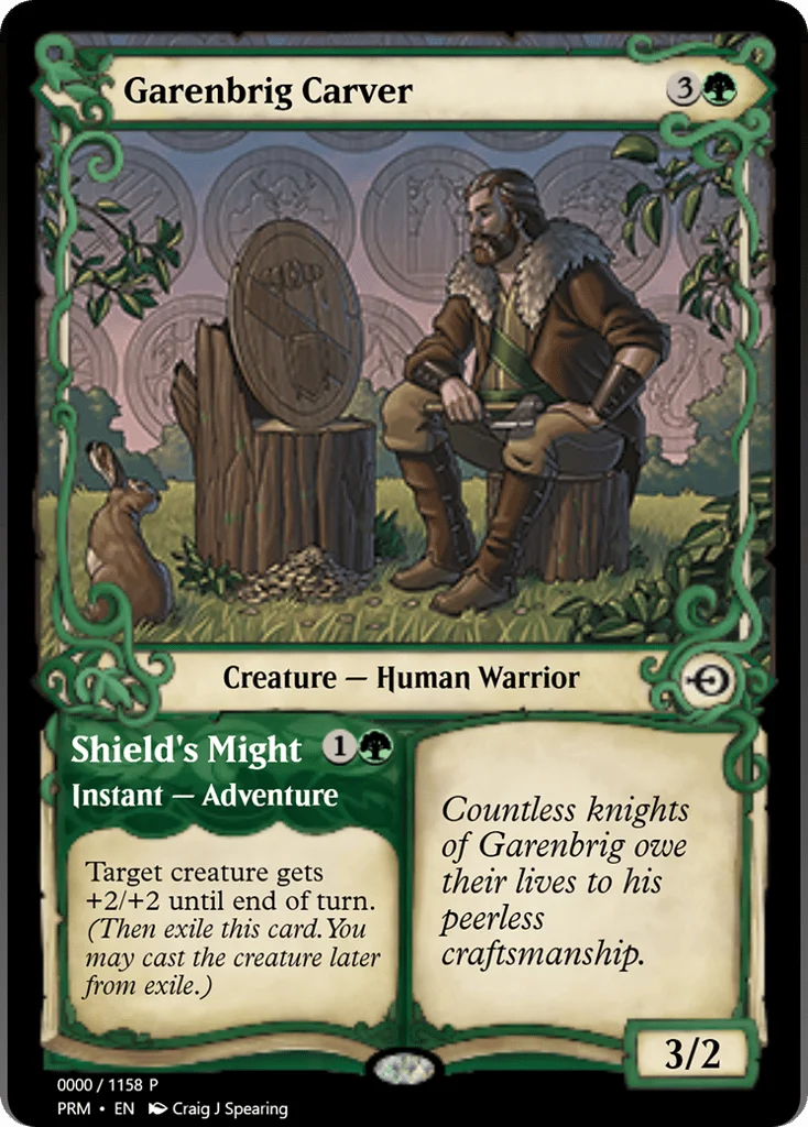 Garenbrig Carver // Shield's Might · Magic Online Promos