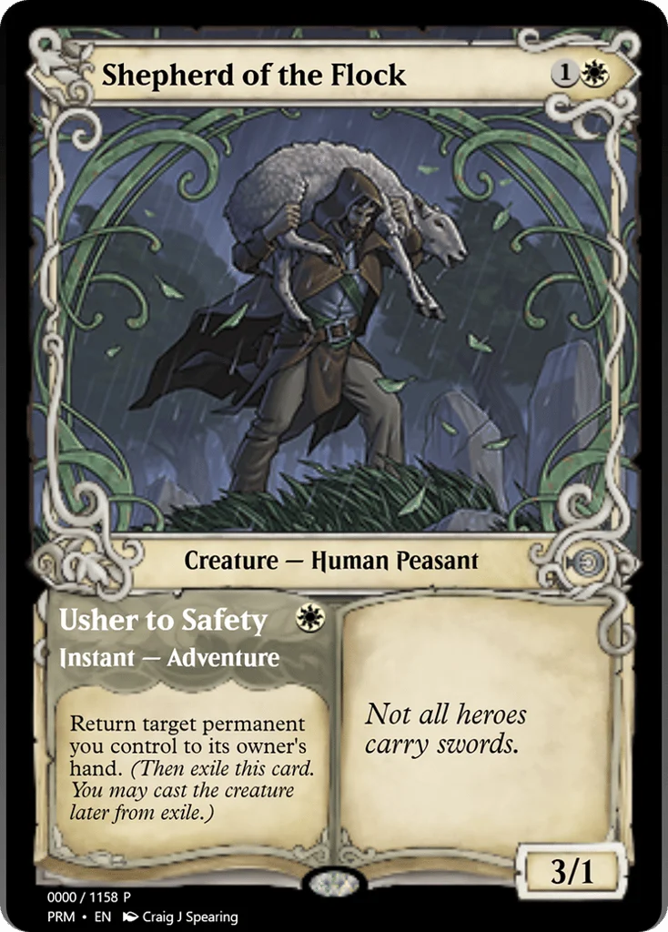 Shepherd of the Flock // Usher to Safety · Magic Online Promos