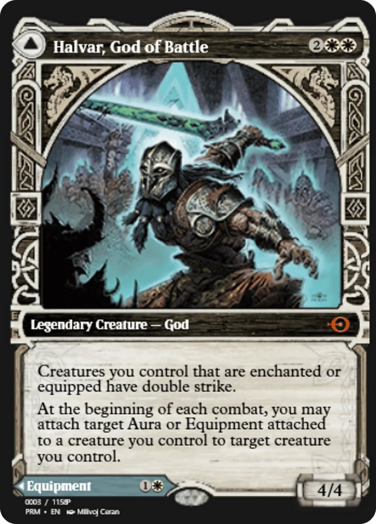 Halvar, God of Battle // Sword of the Realms · Magic Online Promos