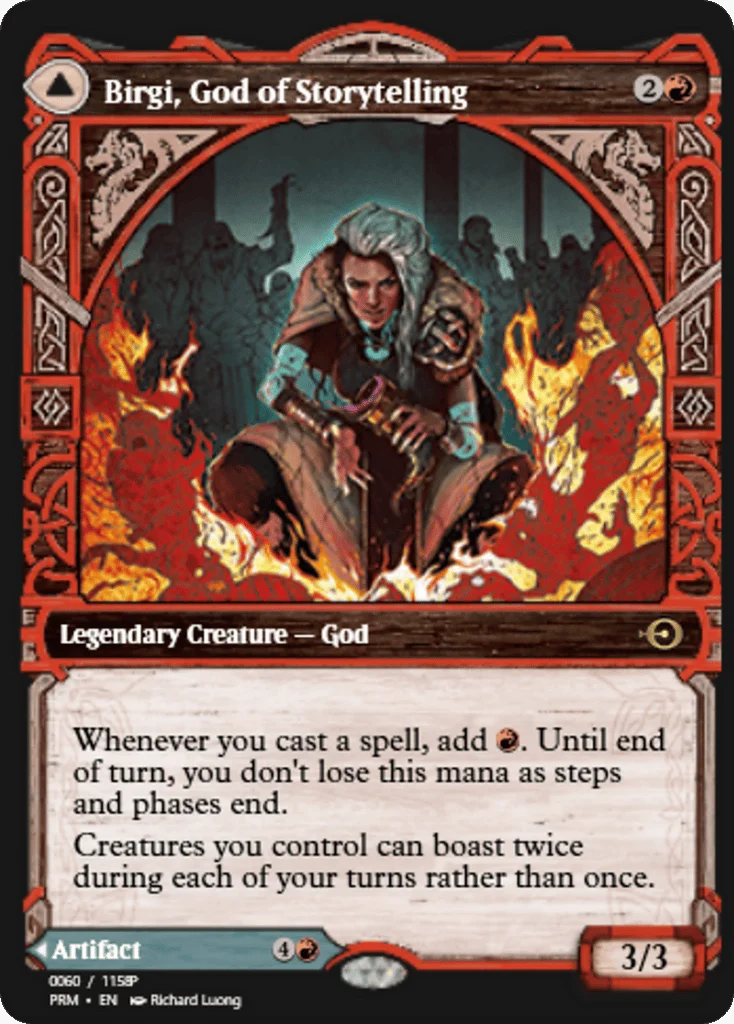 Birgi, God of Storytelling // Harnfel, Horn of Bounty · Magic Online Promos