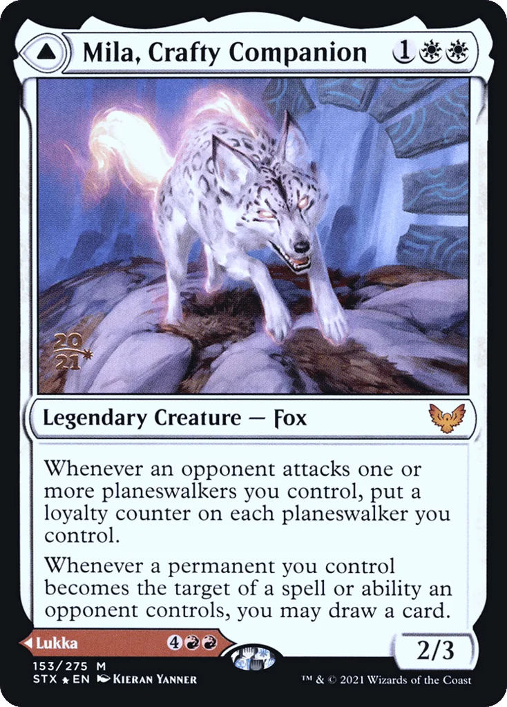 Mila, Crafty Companion // Lukka, Wayward Bonder · Strixhaven: School of Mages Promos