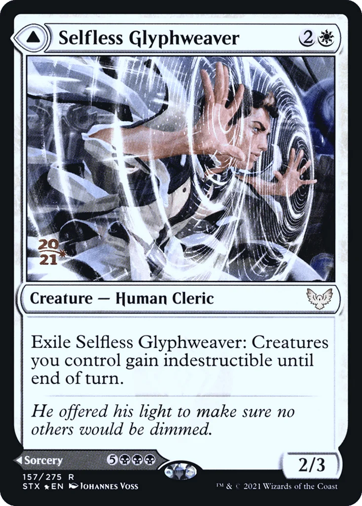 Selfless Glyphweaver // Deadly Vanity · Strixhaven: School of Mages Promos