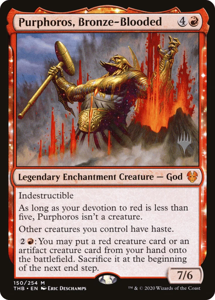 Purphoros, Bronze-Blooded · Theros Beyond Death Promos