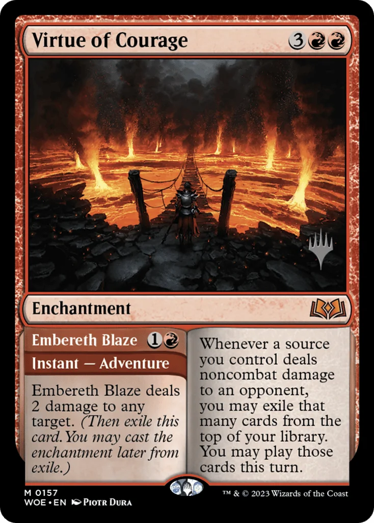 Virtue of Courage // Embereth Blaze · Wilds of Eldraine Promos